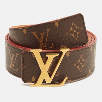 Pre Owned Louis Vuitton LV Initiales 95 CM Reversible Buckle Belt Monogram Leather