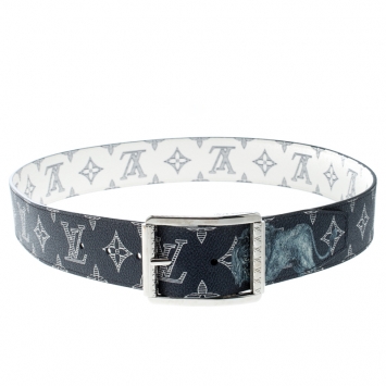 مملوكة مسبقًا Louis Vuitton White/Blue Monogram Savane Canvas Chapman Brothers Reverso Belt Size 85 cm