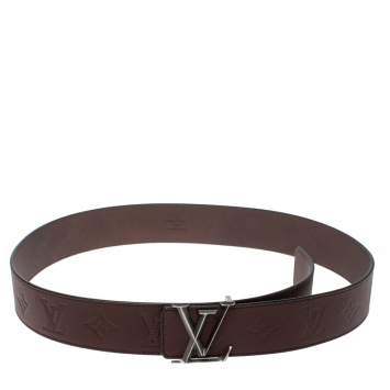 Pre Owned Louis Vuitton Dark Brown Monogram Leather LV Initiales Belt 90 CM
