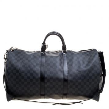 Pre Owned Louis Vuitton Damier Graphite Canvas Keepall Bandouliere 55