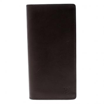 Pre Owned Louis Vuitton Dark Brown Leather Organizer Wallet