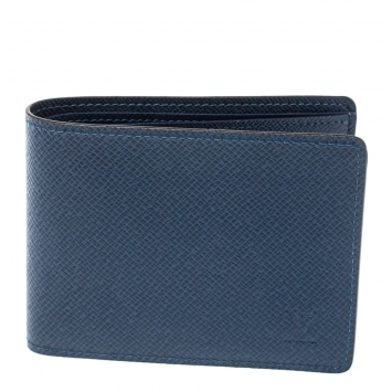 Pre Owned Louis Vuitton Blue Taiga Leather Multiple Wallet