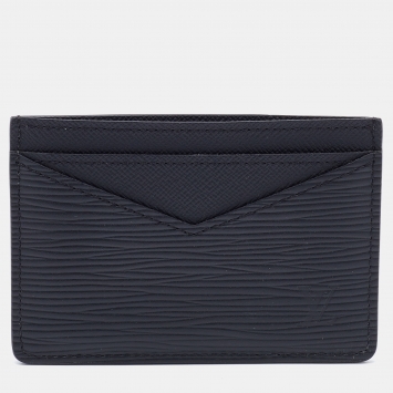 Pre Owned Louis Vuitton Black Epi Lather Card Holder