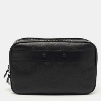 Pre Owned Louis Vuitton Black Monogram Leather Toiletry Pouch GM