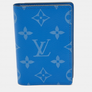 Pre Owned Louis Vuitton Agave Blue Monogram Canvas Pocket Organizer