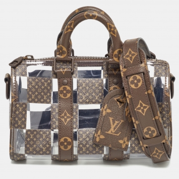 Pre Owned Louis Vuitton Monogram Chess Canvas and PVC Keepall Bandoulière 25 Bag
