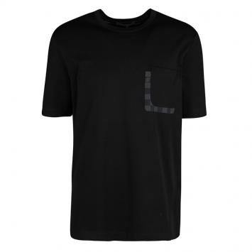 Pre Owned Louis Vuitton Black Damier Pocket Trim Detail Short Sleeve T-Shirt XL