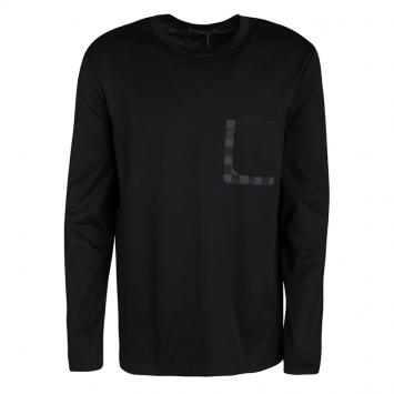 Pre Owned Louis Vuitton Black Damier Pocket Trim Detail Long Sleeve T-Shirt XL
