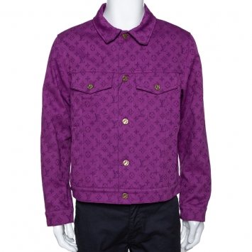 Pre Owned Louis Vuitton Purple Monogram Denim Jacket L