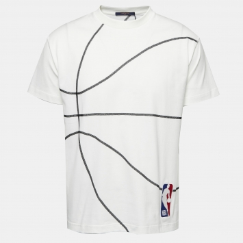 Pre Owned Louis Vuitton White Cotton NBA Short Sleeve T-Shirt S