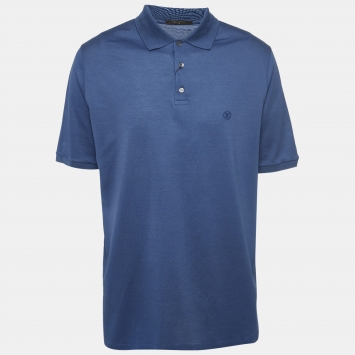 Pre Owned Louis Vuitton Blue Cotton Pique Polo T-Shirt 4XL
