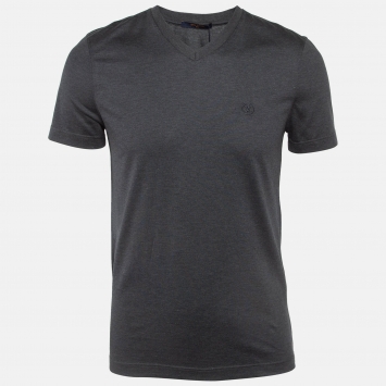 Pre Owned Louis Vuitton Grey Cotton V-Neck T-Shirt XS
