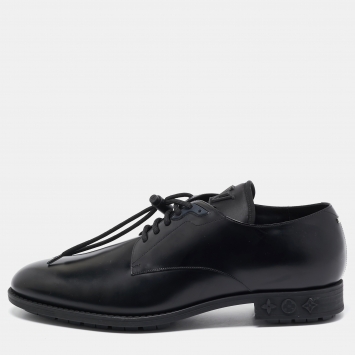 Pre Owned Louis Vuitton Black Leather Lace Up Oxford Size 43.5