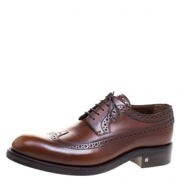 Pre Owned  Louis Vuitton Brown Brogue Leather Lace Up Derby Size 43.5