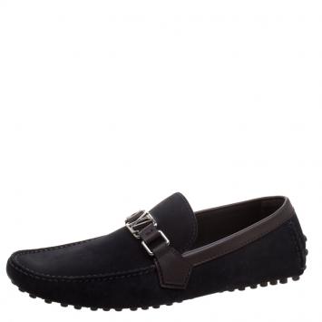 Pre Owned Louis Vuitton Black Suede Hockenheim Loafers Size 41