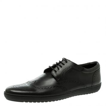 Pre Owned Louis Vuitton Black Brogue Leather Wingtip Lace Up Derby Size 43.5