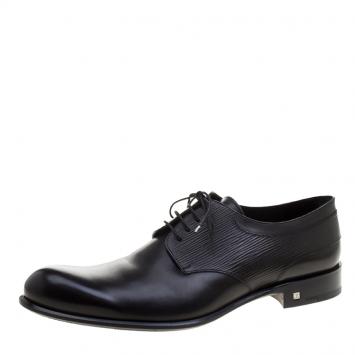 Pre Owned Louis Vuitton Black Leather Greenwich Derby Size 44