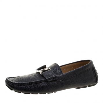 Pre Owned Louis Vuitton Dark Blue Leather Monte Carlo Loafers Size 43