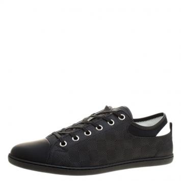 Pre Owned Louis Vuitton Damier Graphite Nylon and Leather Baseball Low Cut Sneakers Size 43.5