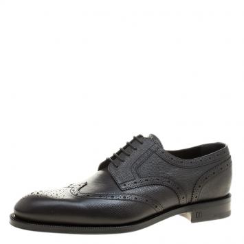 Pre Owned Louis Vuitton Black Brogue Leather Marquis Derby Size 42