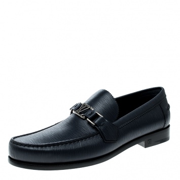 Pre Owned Louis Vuitton Blue Epi Leather Major Loafers Size 42.5