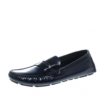Pre Owned Louis Vuitton Blue Leather Shade Penny Loafers Size 41