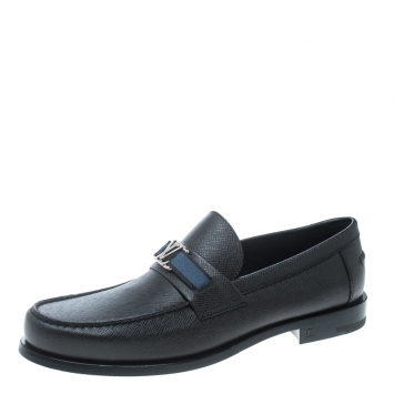 Pre Owned Louis Vuitton Ardoise Taiga Leather Major Loafers Size 43