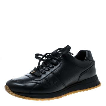 Pre Owned Louis Vuitton x Supreme Black Leather Run Away Lace Up Sneakers Size 42