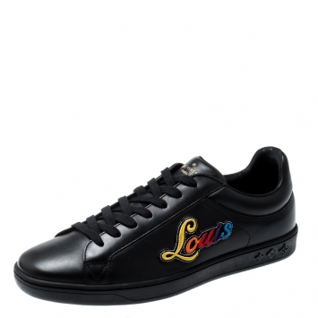 Pre Owned Louis Vuitton Black Leather Luxembourg Low Top Sneakers Size 41