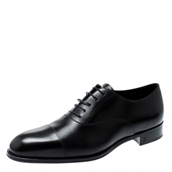 Pre Owned Louis Vuitton Black Epi Leather Lace Up Oxfords Size 44