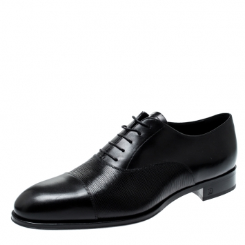 Pre Owned Louis Vuitton Black Epi Leather Lace Up Oxfords Size 44
