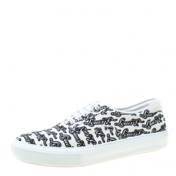 Pre Owned Louis Vuitton Monochrome Logo Print Canvas Trocadero Sneakers Size 42