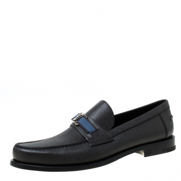 Pre Owned Louis Vuitton Dark Grey Loafers Size 44