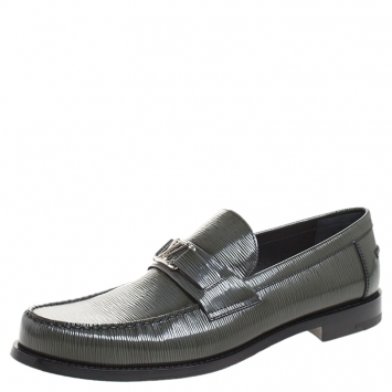 Pre Owned Louis Vuitton Green Epi Leather Major Loafers Size 43.5
