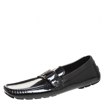 Pre Owned Louis Vuitton Black Patent Leather Monte Carlo Loafers Size 41.5