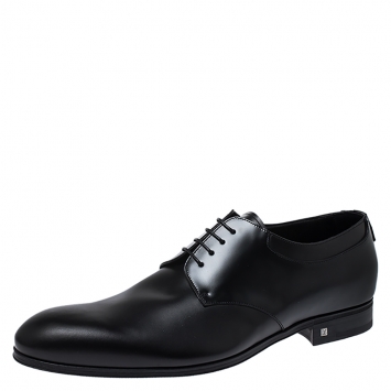 Pre Owned Louis Vuitton Black Leather Lace Up Derby Size 44
