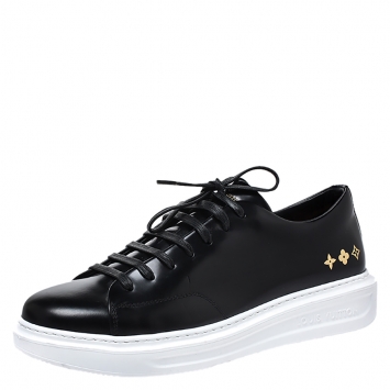Pre Owned Louis Vuitton Black Leather Beverly Hills Low Top Sneakers Size 41