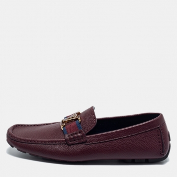 Pre Owned Louis Vuitton Burgundy Leather Monte Carlo Loafers Size 40.5