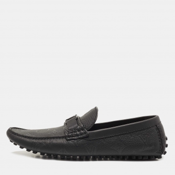 Pre Owned Louis Vuitton Black Leather Hockenheim Loafers Size 43