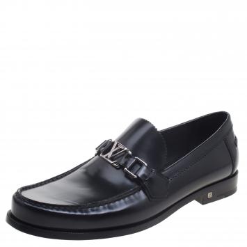 Pre Owned Louis Vuitton Black Leather Major Loafers Size 42.5