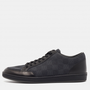 Pre Owned Louis Vuitton Black Damier Graphite Fabric and Leather Offshore Sneakers Size 40.5