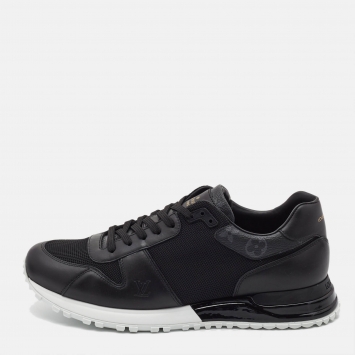 Pre Owned Louis Vuitton Black Leather and Mesh Run Away Sneakers Size 42