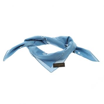 Pre Owned Louis Vuitton Blue Paisley Print Cotton On the Road Bandana Scarf