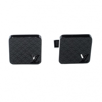 Pre Owned Louis Vuitton Champs Elysées Black Textured Cufflinks