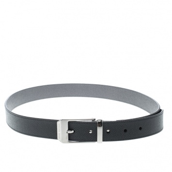 Pre Owned Louis Vuitton Black/Grey Taiga Leather Slender Reversible Belt 95cm
