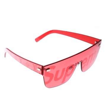 Pre Owned Louis Vuitton x Supreme Red Z0985U City Mask Shield Sunglasses 