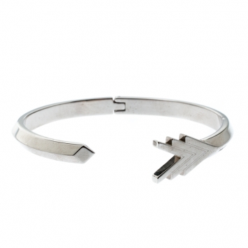 Pre Owned Louis Vuitton VVV Silver Tone Hinged Cuff Bracelet