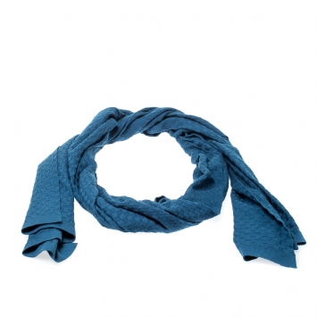 Pre Owned Louis Vuitton Blue Checked Pattern Cotton & Cashmere Micro Damier Scarf