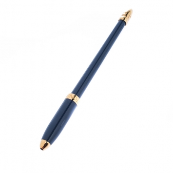 Pre Owned Louis Vuitton Blue Enamel Gold Tone Slim Ballpoint Pen