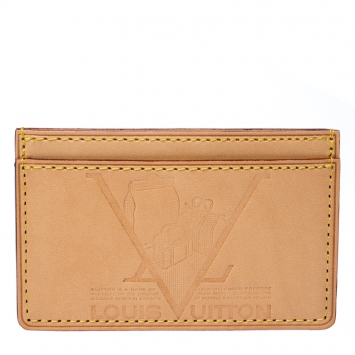 Pre Owned Louis Vuitton Beige Leather New Article-Free Card Holder           